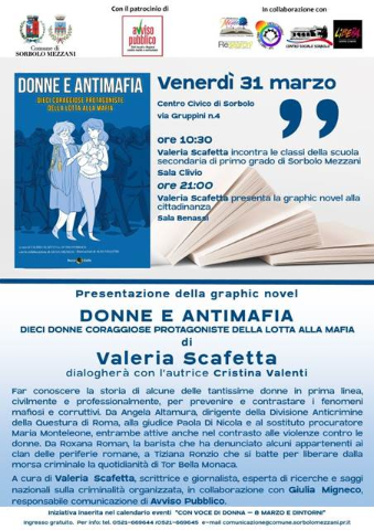 Venerdì 31 marzo la presentazione della graphic novel “donne e antimafia-dieci donne coraggiose protagoniste della lotta alla mafia”