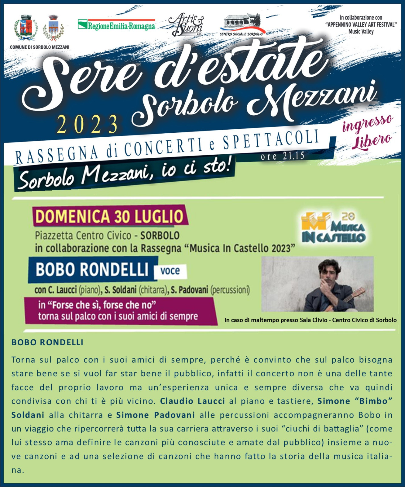 Rassegna "Sere d'estate": concerto di Bobo Rondelli