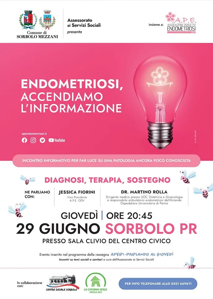 Giovedi' 29 giugno l'incontro “endometriosi, accendiamo l'informazione"