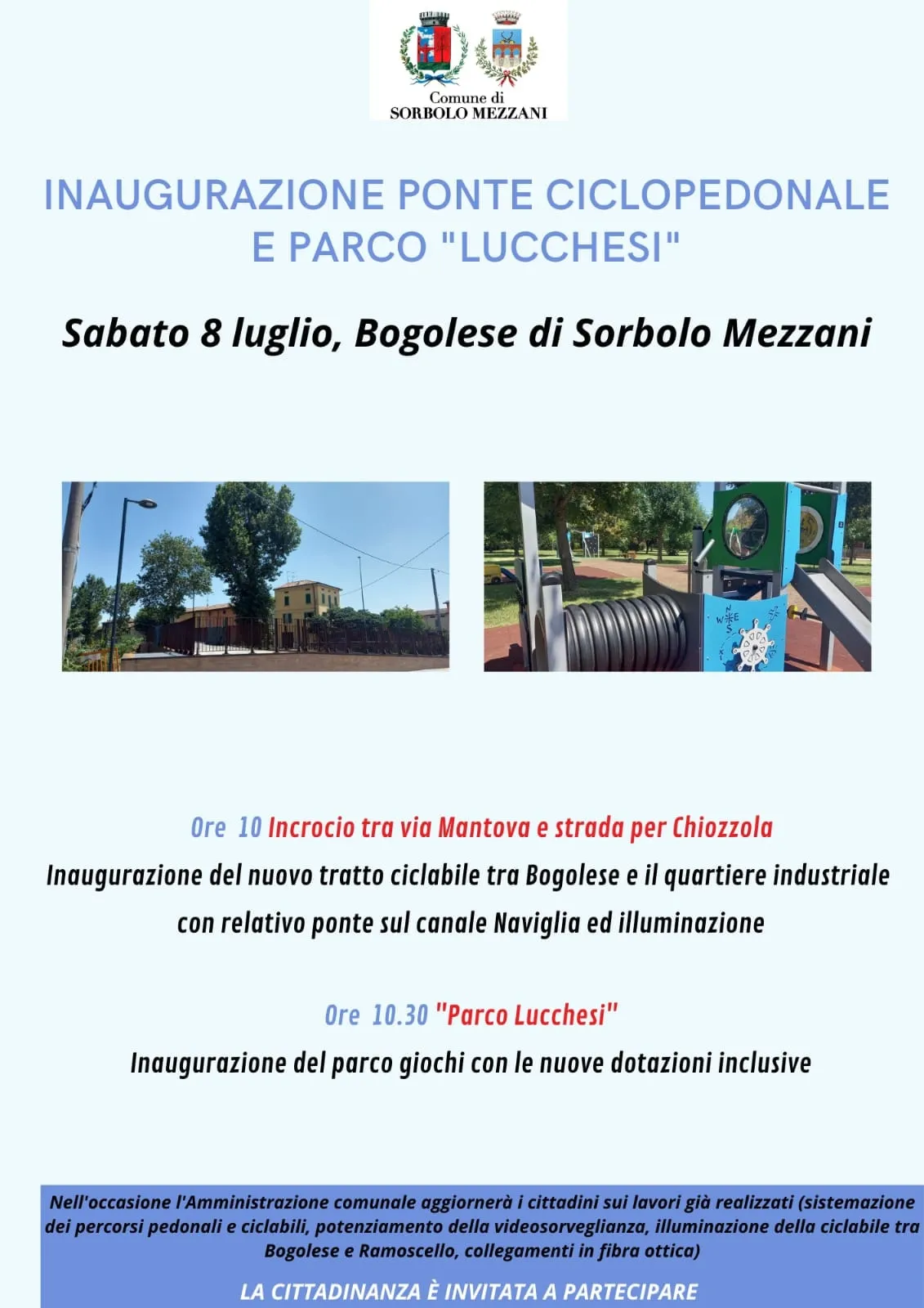 INAUGURAZIONE PONTE CICLOPEDONALE E PARCO "LUCCHESI" A BOGOLESE