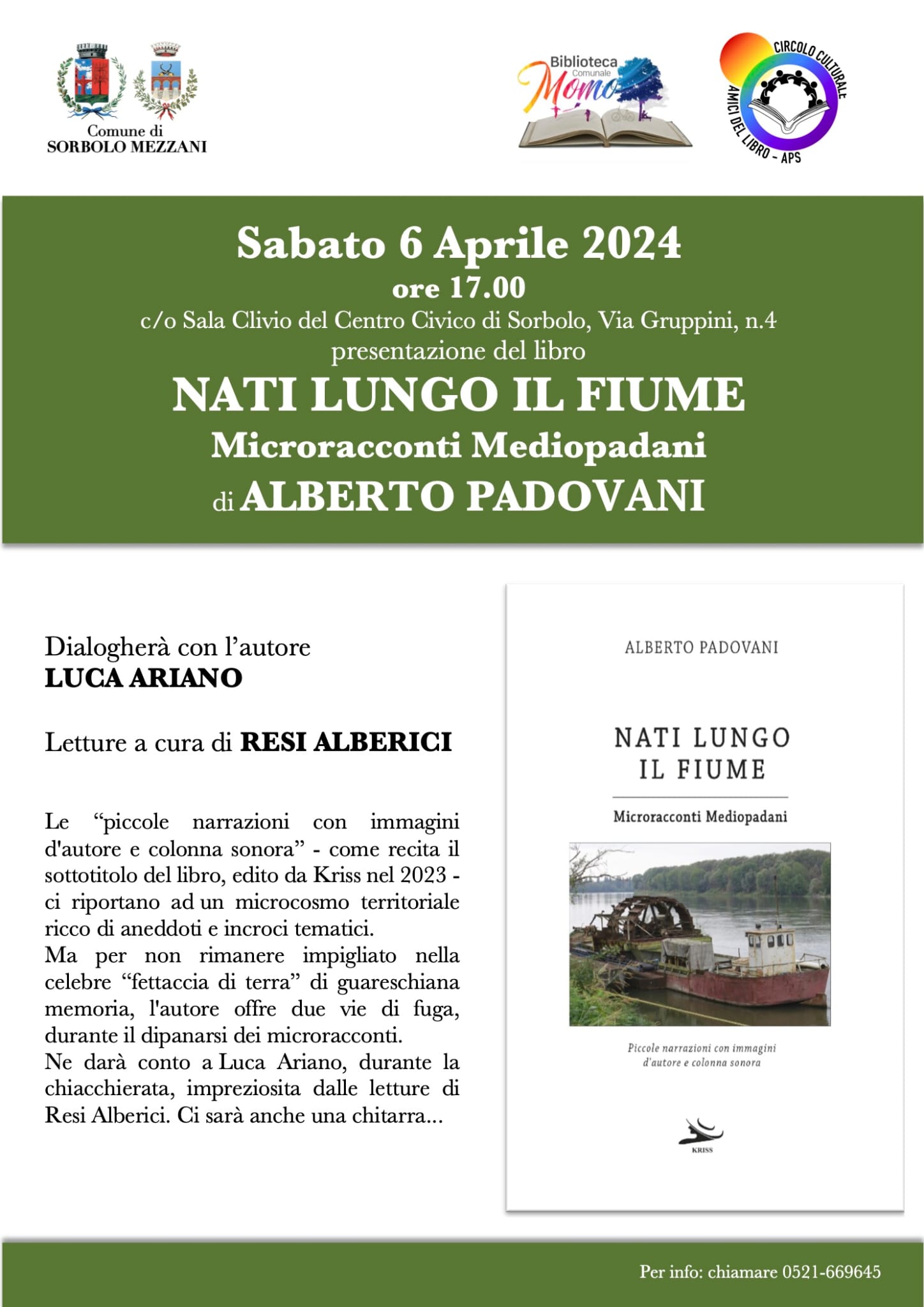 Presentazione libro "Nati lungo il fiume-Microracconti mediopadani"