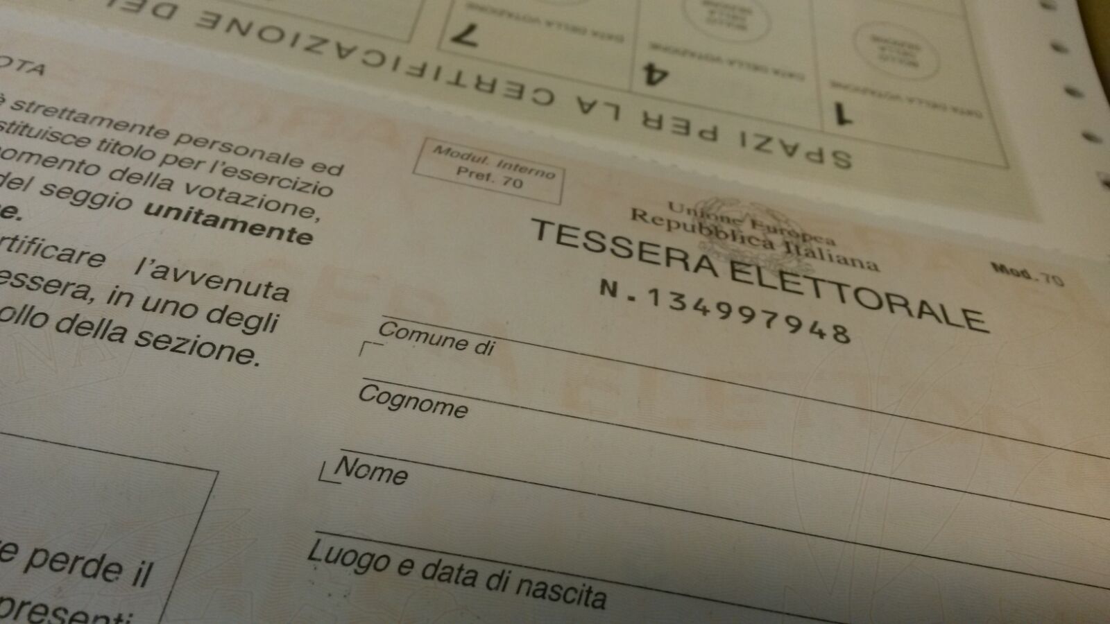 TESSERE ELETTORALI: DATE E MODALITA' DI RILASCIO